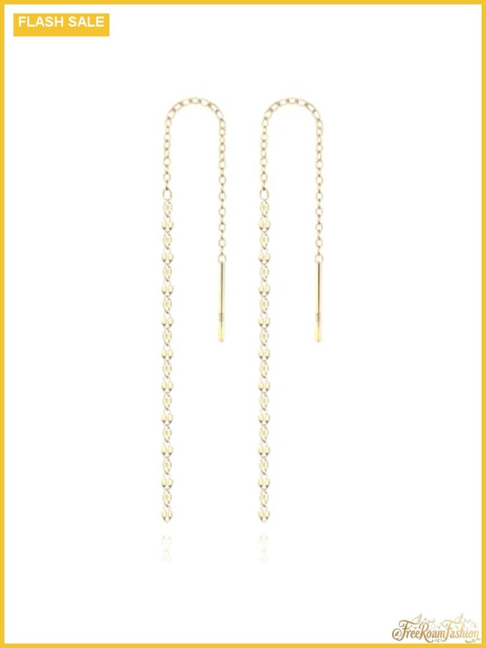 Kiss Chain Earrings 925 Sterling Silver Gold Plated Dangle